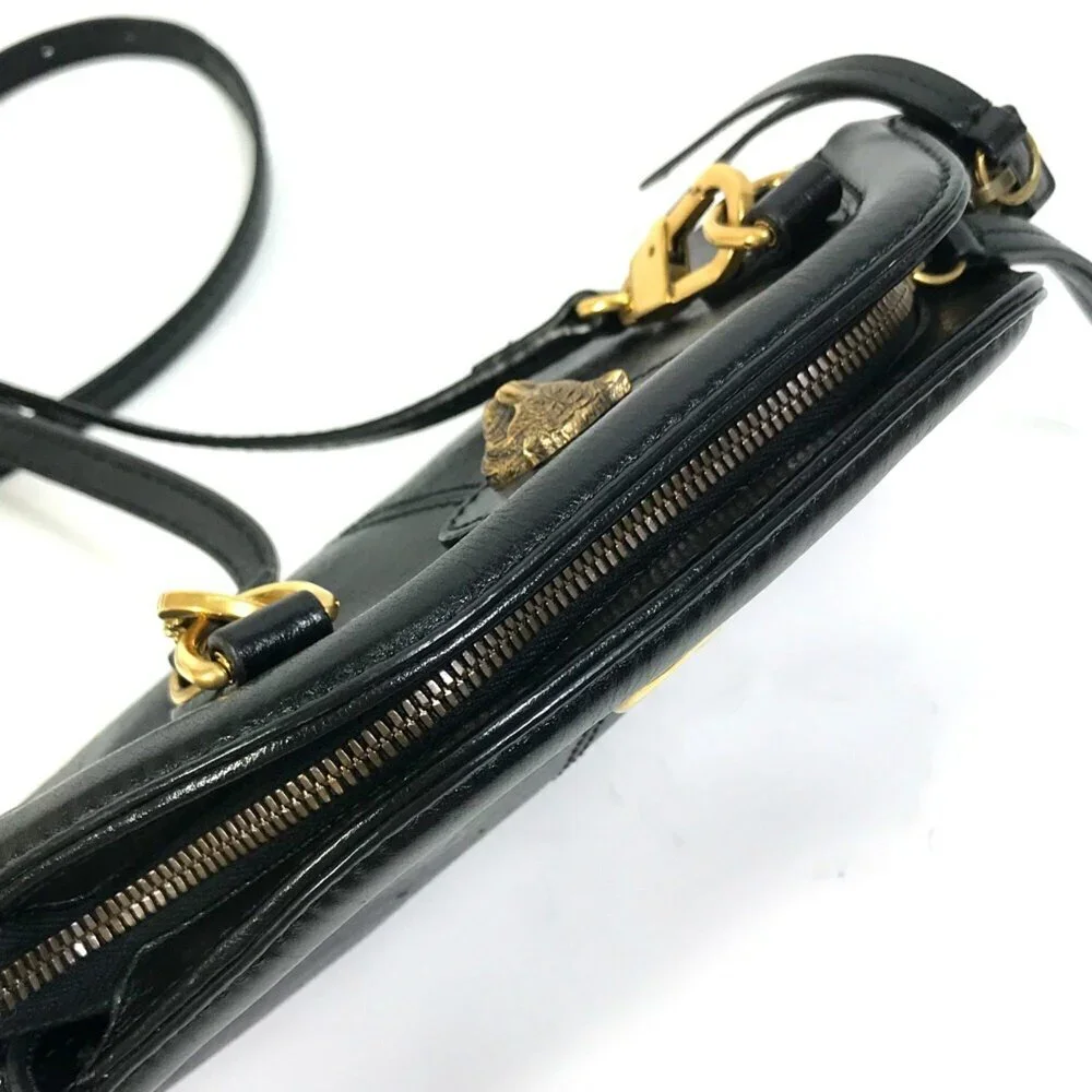 GUCCI Authentic Black Leather GG Marmont Shoulder Bag - Picture 6 of 16